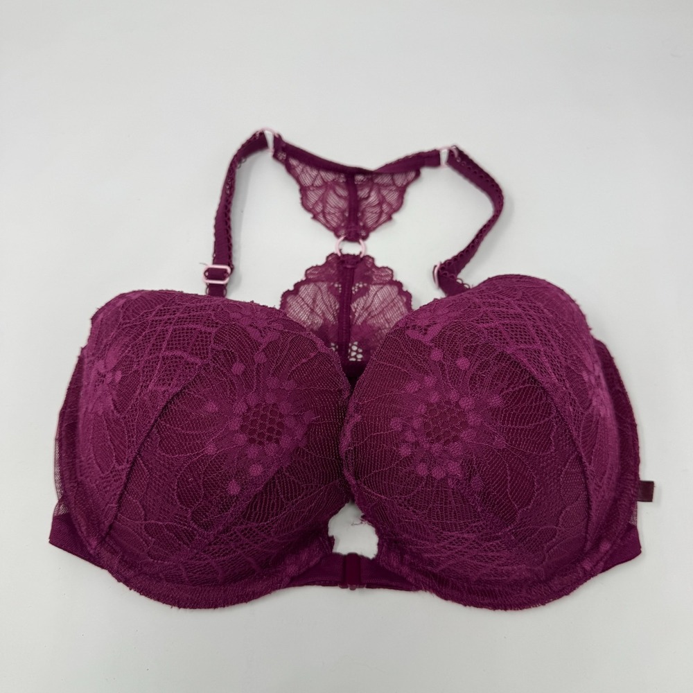 PINK Victoria's Secret Floral Lace Date Underwire Racerback Push-Up Bra 32DD